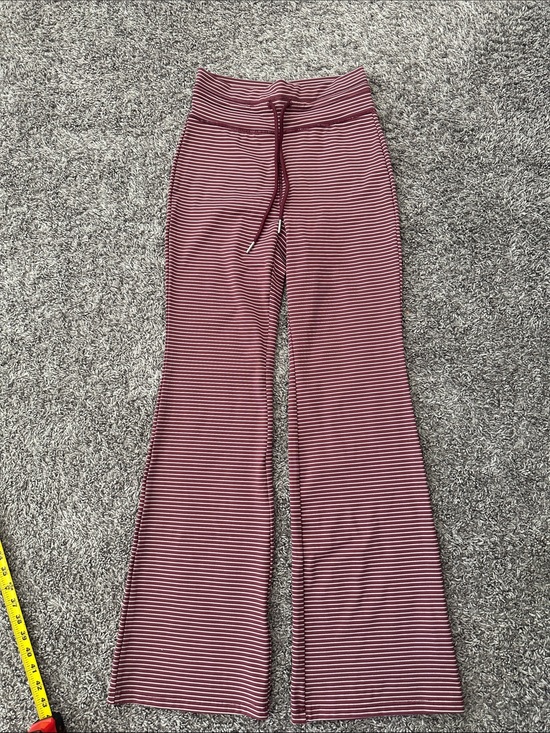 HALARA Pants - HALARA Striped High-Waist Flare Pants in Burgundy & White